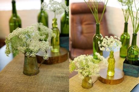 old-glass wedding centerpieces