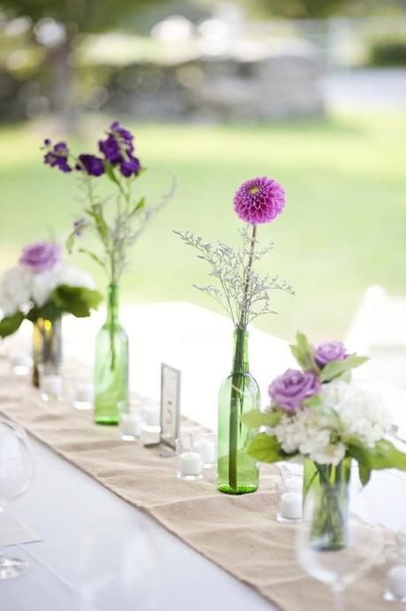 old-glass wedding centerpieces