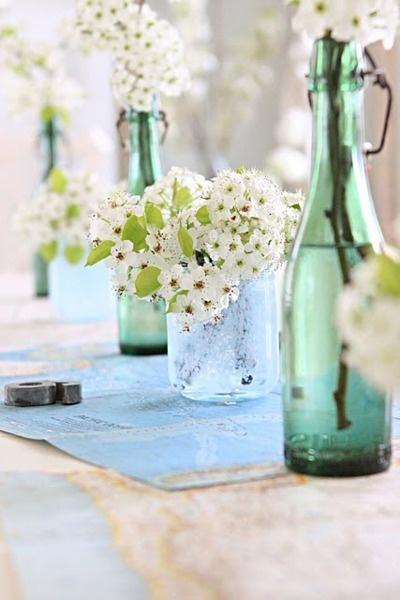 old-glass wedding centerpieces