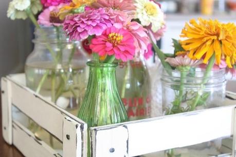 old-glass wedding centerpieces