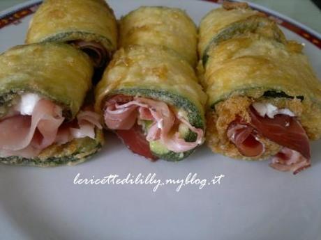 rotolini,zucchine,fritte,philadelphia,prosciutto,crudo