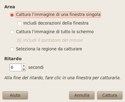 La finestra schermata