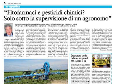 “Fitofarmaci e pesticidi chimici? Solo sotto la supervisione di un agronomo”