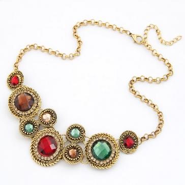 Bronze Shine Studded Bohemian Style Retro Temperament Short Necklace 0912021111-890