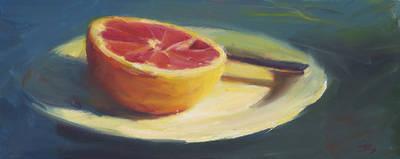Pulp Fiction by Pam Ingalls. Artist notes: Picked fresh off Gary and Joe's backyard tree in California, this grapefruit was as sweet to eat as to paint!