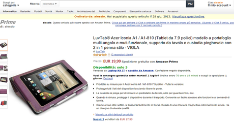 Custodia LuvTab Acer Iconia Tab A1-810 disponibile su Amazon