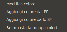 Il menu contestuale mappa colore