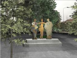 Salvatore Fiume - rendering della scultura Le tre grazie in piazza Piemonte donata a Milano