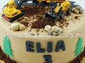 Torta cantiere con: ruspa mezzi lavoro