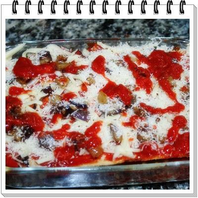 Lasagna di pane carasu ai peperoni e melanzane