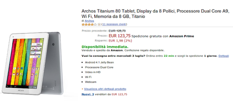 Archos 80 Titanium a 123 euro con spedizione Amazon Prime