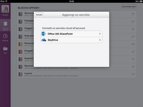 Microsoft OneNote per iPad iPad