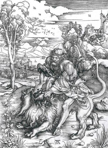 Museo della Permanente DÜRER L’OPERA INCISA DALLA COLLEZIONE DI NOVARA - Albrecht Durer, Sansone uccide il leone, c. 1496, silografia, mm 386 x 281