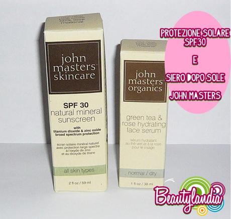 JOHN MASTERS ORGANICS - Filtro Solare Naturale e Minerale SPF30, Siero idratante al thè verde e rosa -