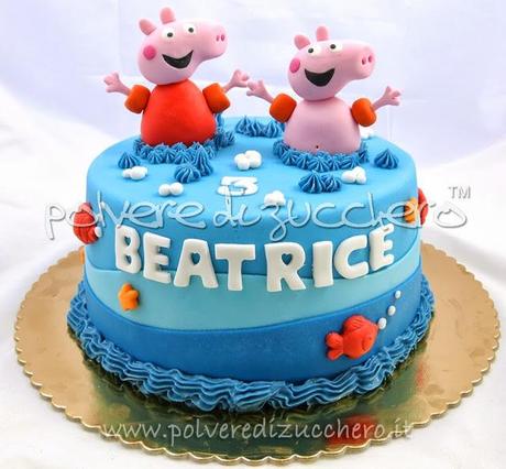 Torta Peppa Pig e George al mare con i braccioli