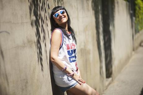 Smilingischic, fashion blog, outfit, sporty chic, campus style, Scottie Pippen,  Nike 1992 USA, Basketball Dream Team USA ,Replica Jersey T-shirt 