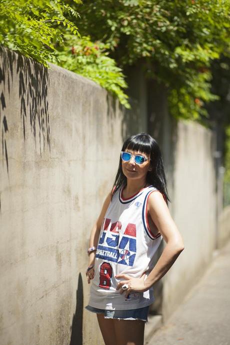 Smilingischic, fashion blog, outfit, sporty chic, campus style, Scottie Pippen,  Nike 1992 USA, Basketball Dream Team USA ,Replica Jersey T-shirt 