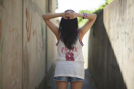 Smilingischic, fashion blog, outfit, sporty chic, campus style, Scottie Pippen,  Nike 1992 USA, Basketball Dream Team USA ,Replica Jersey T-shirt 