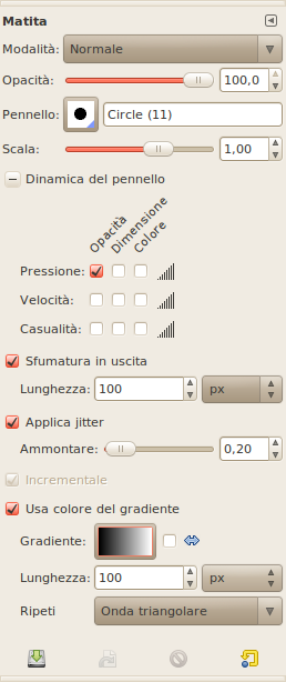 Opzioni dello strumento matita