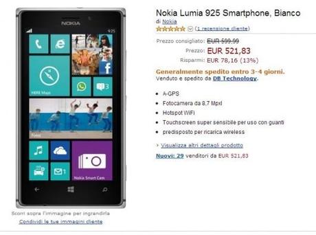 Il prezzo più interessante del Nokia Lumia 925 disponibile su Amazon