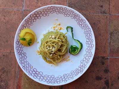 Spaghetti Crema di Taccole e Gamberoni di Mazara