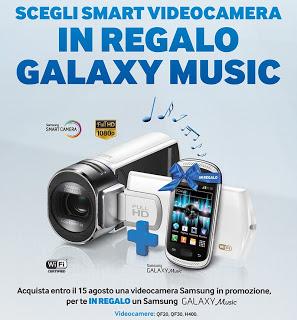 Compra una videocamera e ricevi in regalo un Samsung Galaxy Music!