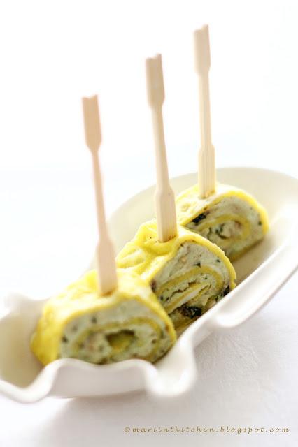 ROTOLINI DI OMELETTE CON CREMA DI FINTO PESTO