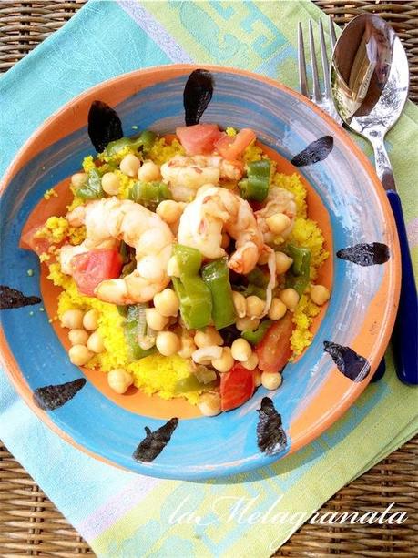 Curry di gamberi e cous cous allo zafferano