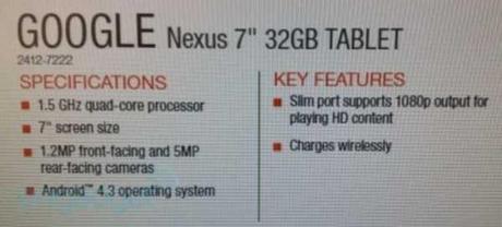 Nuovo Nexus 7 2 Avrà Andoid 4.3 e la ricarica Wireless on board