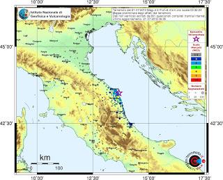 Scossa di terremoto di magnitudo 4.9 nelle Marche