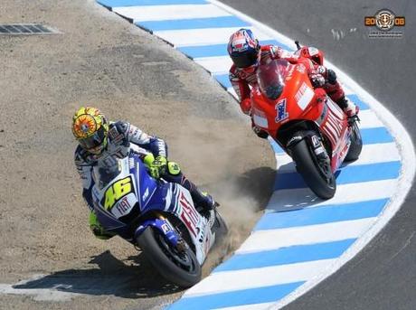 cavatappi laguna seca rossi stoner 536x400 MOTOGP, LAGUNA SECA 2013: MARQUEZ CONCEDE IL BIS, ROSSI 3° 