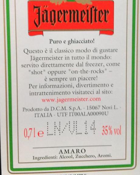 Amaro Jagermeister, aromi chimici.