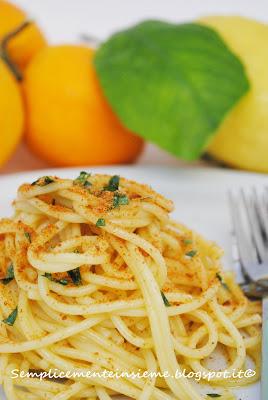 Spaghetti alla bottarga di tonno profumati agli agrumi