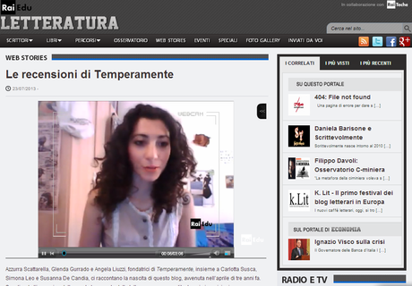 Rai Letteratura intervista la redazione di Temperamente