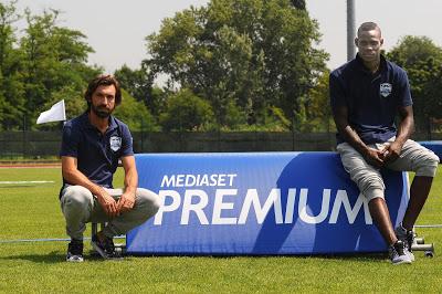 Mario Balotelli e Andrea Pirlo testimonial della nuova campagna pubblicitaria Mediaset Premium (on air dal 28 luglio)