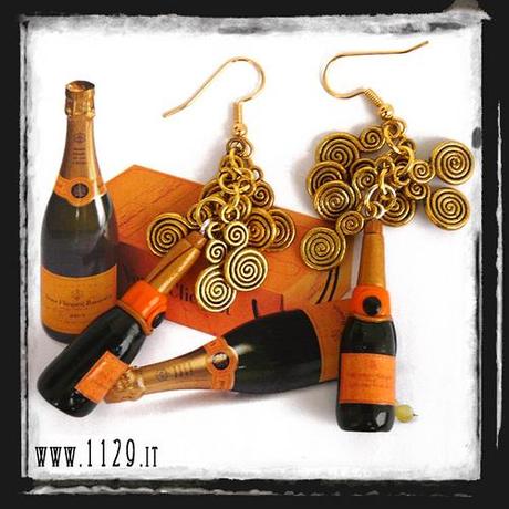 LNRORO orecchini dorati veuve clicquot golden earrings 1129 natale