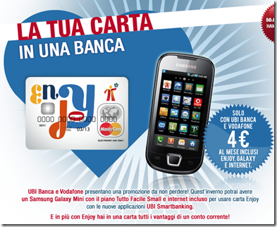 Ubi banca thumb UBI Banca: attiva carta Enjoy e ricevi un Samsung Galaxy Mini