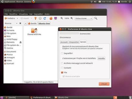 Figura 10: Ubuntu One, per sincronizzare i file tra computer