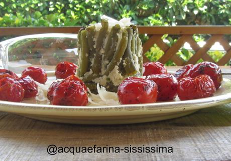 mousse di pollo in cestelli di fagiolini