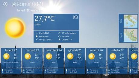 3DMeteo compare gratuitamente sul market di Windows 8