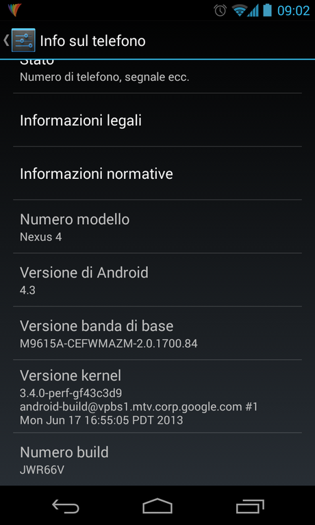 Nexus 4 Android 4.3 via OTA disponibile per il Download