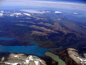 English: Aerial photo of an area in Patagonia,...