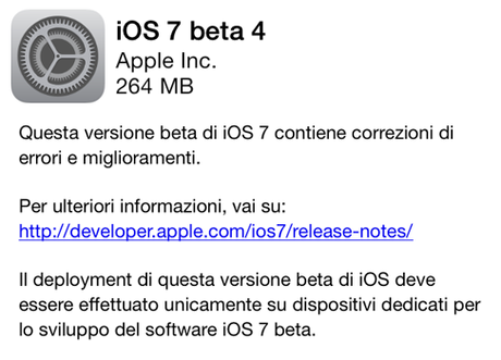 Download iOS 7 beta 4 build 11A4435d per iPhone 5