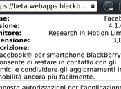 Facebook BlackBerry aggiorna alla versione 4.1.0.15 beta