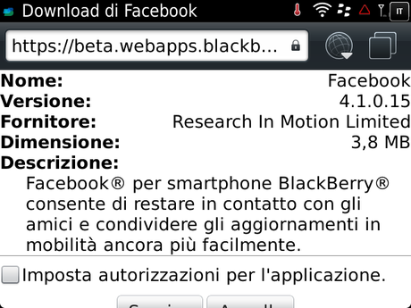 Facebook per BlackBerry si aggiorna, in Beta Zone, alla versione 4.1.0.15