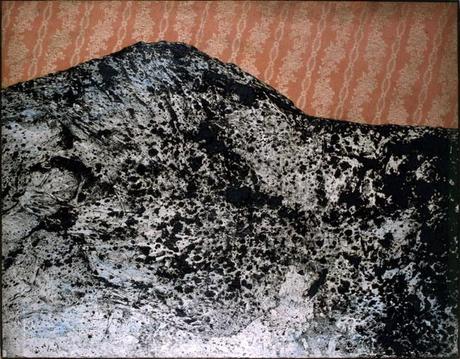 Enrico Baj, Montagna 1958 olio e collage su tela 115x145 cm