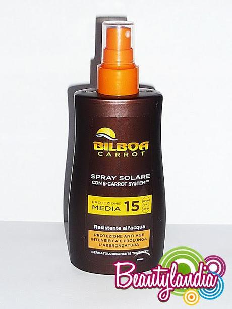 BILBOA - Spray Solare SPF15 Carrot, AquaBronze alla Menta Glaciale, DocciaBronze all'arancia amara -