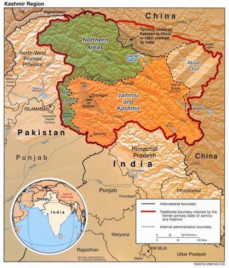 cartina Kashmir Kashmir: cinque soldati indiani uccisi in una sparatoria