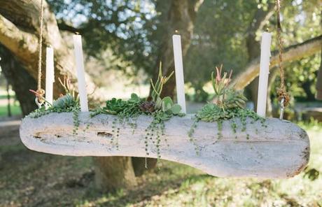 candelabra with succulents