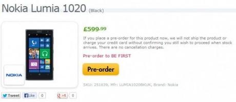 Si parte da 588 sterline nei pre-ordini in UK con Clove ed Expansys per il Lumia 1020